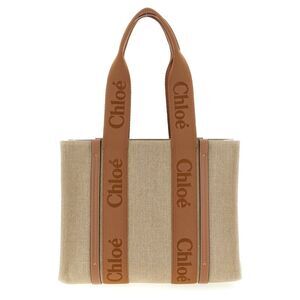 Chloé Brown Linen Tote Women's Bag